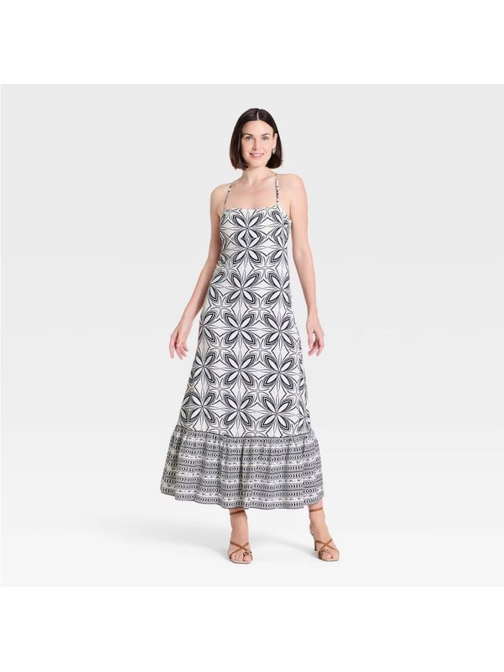 a new day Black & White Geometric Maxi Dress